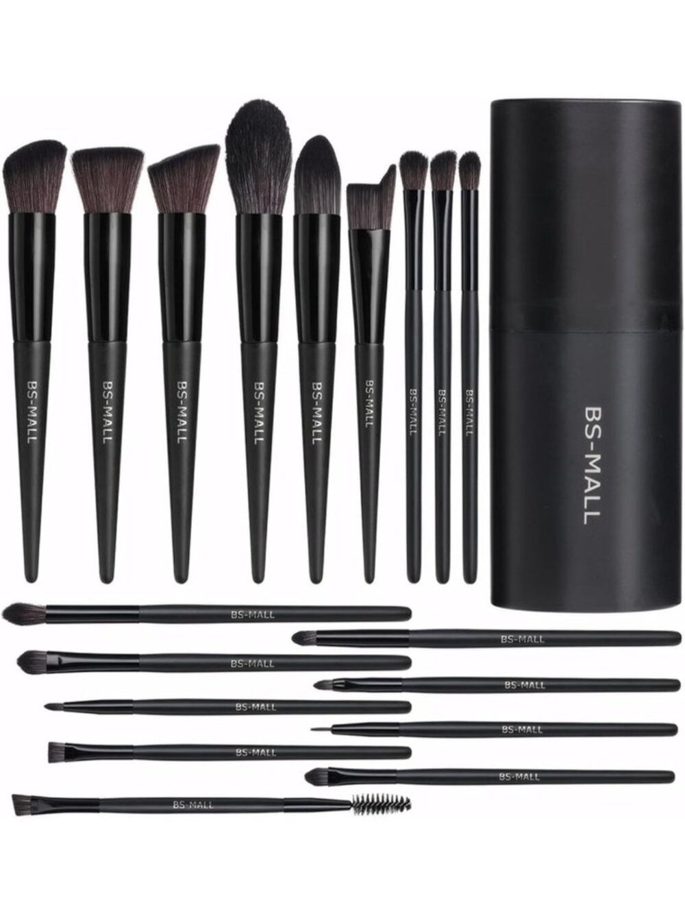 18-Piece Premium Makeup Brush Set - Synthetic Foundation, Powder, Eye & Blush